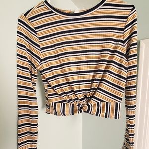 Yellow and blue striped crop top size large